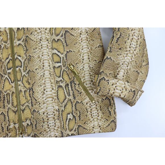 Juliana Collezione Sz 10 Jacket Python Snake Print Zip Front High Collar Lined - Picture 4 of 10